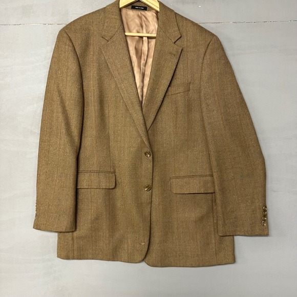 Lauren Ralph Lauren Mens 44R Brown 100% Lambswool Herringbone Blazer Sport Coat - Picture 2 of 6